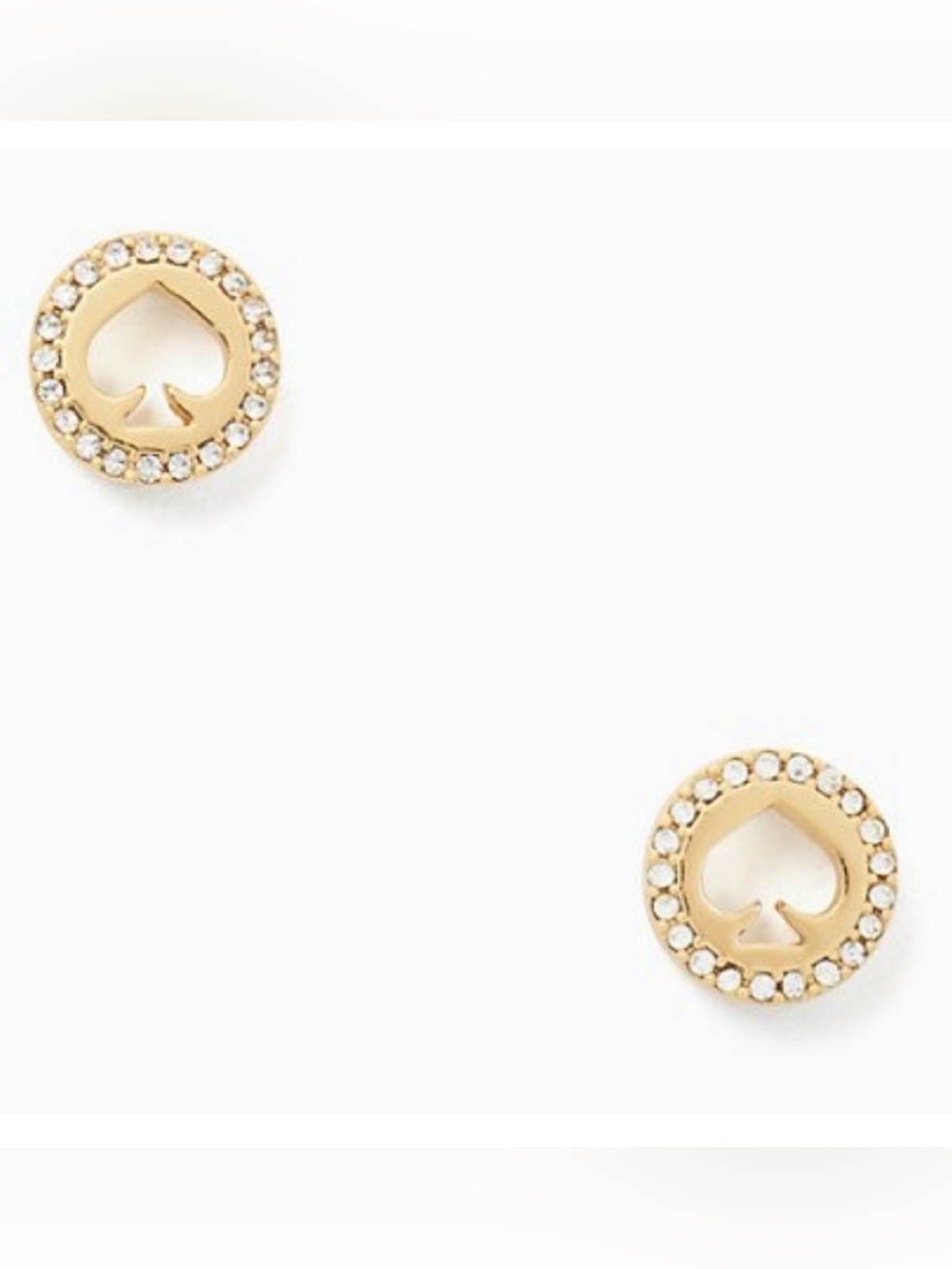 NWT~KATE SPADE~Gold "Pave Halo Spade" Stud Earrings